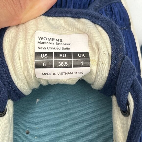 SeaVees Womens 6 Monterey Sneaker Navy Crinkled Satin Casual Shoes - Picture 10 of 11